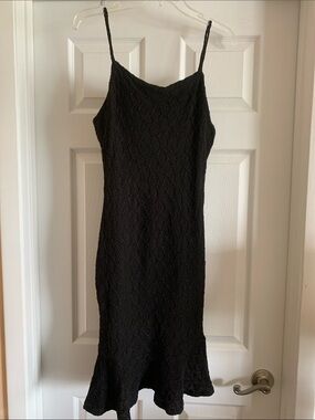 Culture  Code Black Spaghetti Strap Textured Midi Dress